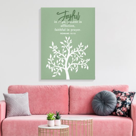 Joyful Bible Verse and Simple Tree Leinwanddruck (Insitu (Wohnzimmer))