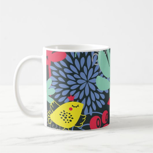 Joyful Birds in a Colorful Garden Mug Kaffeetasse (Links)