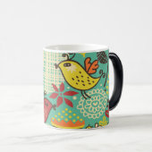 Joyful Birds in a Colorful Garden Mug Verwandlungstasse (VorderseiteRechts)