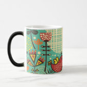 Joyful Birds in a Colorful Garden Mug Verwandlungstasse (Links)