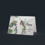 Joyful Birthday Friend Hummingbird Wings Elegant Karte<br><div class="desc">Ihre Freundin von Lieben wird von dieser Kolibris Aquarellkarte am Geburtstag begeistert sein. Sie wird das Zitat verehren: "Wie Kolibri-Flügel ist Ihre Liebe ein fröhliches Geschenk." Das elegante Design entstand aus meinem originalen Kunstwerk in sanften Farben wie Rosa und Grün. Ideal für eine Frau, die die Freude an Vögeln, Gärten...</div>