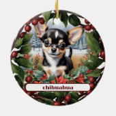 Joyful Black Chihuahua Puppy Custom Christmas Keramik Ornament (Hinten)