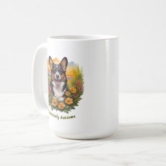 Joyful Black Corgi Kaffeetasse (Vorderseite Links)