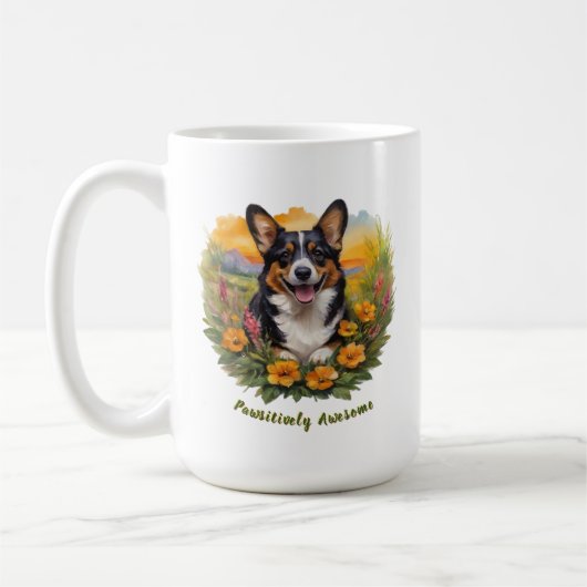 Joyful Black Corgi Kaffeetasse (Links)
