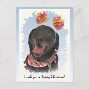 Joyful Black Labrador Retriever Christmas Postcard Feiertagspostkarte