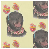 Joyful Black Labrador Retriever Dog Fabric Stoff (Nahaufnahme)