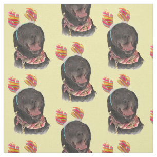 Joyful Black Labrador Retriever Dog Fabric Stoff