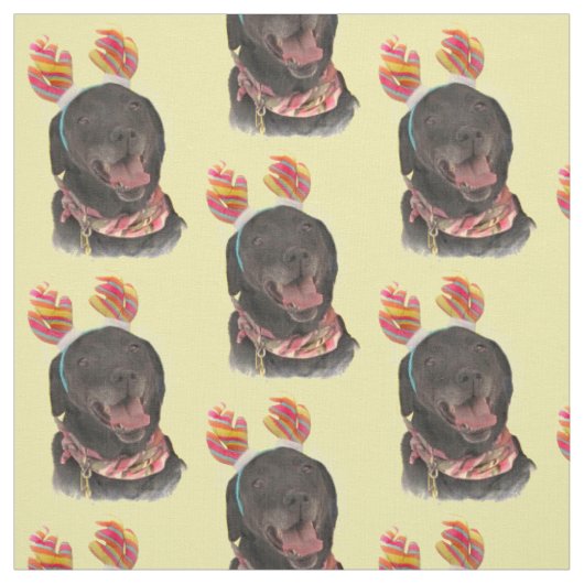Joyful Black Labrador Retriever Dog Fabric Stoff (Muster)