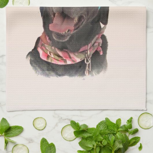 Joyful Black Labrador Retriever Dog Küchentuch (Gefaltet)