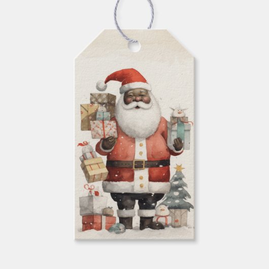 Joyful Black Santa , Geschenke, Weihnachtsbaum Geschenkanhänger (Vorderseite)