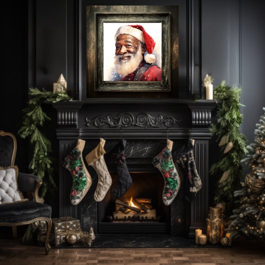 Joyful Black Santa Poster