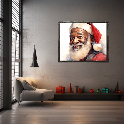 Joyful Black Santa Poster