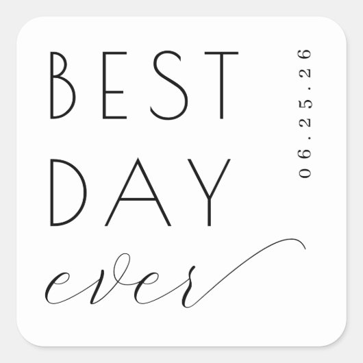 Joyful Black Typographic Quadratischer Aufkleber (Vorderseite)