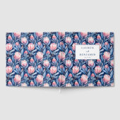 Joyful Blue and Pink Floral Protea Gästebuch (Voll)