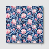 Joyful Blue and Pink Floral Protea Gästebuch (Rückseite)