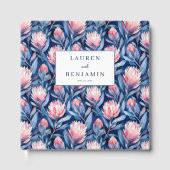 Joyful Blue and Pink Floral Protea Gästebuch (Vorderseite)