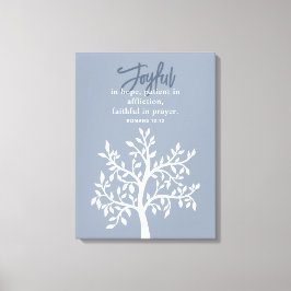 Joyful Blue Bible Verse und einfache Bäume Leinwanddruck