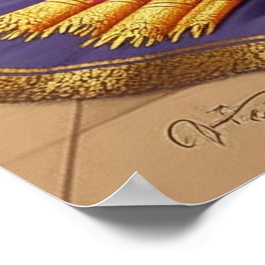 Joyful Blue Classic Bala Krishna Pot Art Design Poster (Ecke)