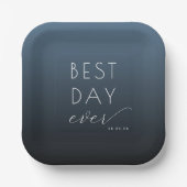 Joyful Blue Gradient Wedding Plates Pappteller (Vorderseite)