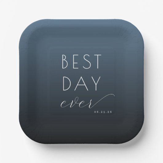 Joyful Blue Minimalist Celebration Pappteller (Vorderseite)