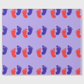 Joyful Blue Red Baby Foot Print Geschenkpapier (Flach)