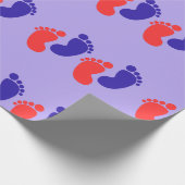 Joyful Blue Red Baby Foot Print Geschenkpapier (Ecke)
