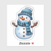 Joyful Blue Snowman Holiday Sticker (Blatt)