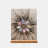 Joyful Blume Abstrakt Beige Brown Fraktal Acrylschild (Vorderseite)