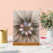 Joyful Blume Abstrakt Beige Brown Fraktal Acrylschild (Hochzeit)