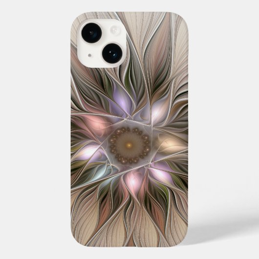 Joyful Blume Abstrakt Beige Brown Fraktal Case-Mate iPhone Hülle (Rückseite)