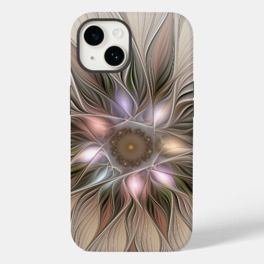 Joyful Blume Abstrakt Beige Brown Fraktal Case-Mate iPhone Hülle (Rückseite)