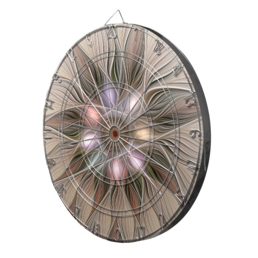 Joyful Blume Abstrakt Beige Brown Fraktal Dartscheibe (Vorderseite rechts)