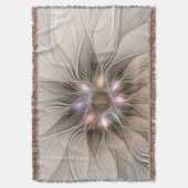 Joyful Blume Abstrakt Beige Brown Fraktal Decke (Vorderseite Vertikal)