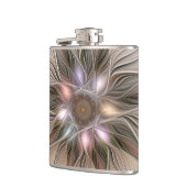 Joyful Blume Abstrakt Beige Brown Fraktal Flachmann (Links)