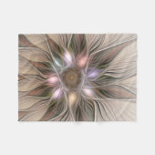 Joyful Blume Abstrakt Beige Brown Fraktal Fleecedecke (Vorderseite (Horizontal))