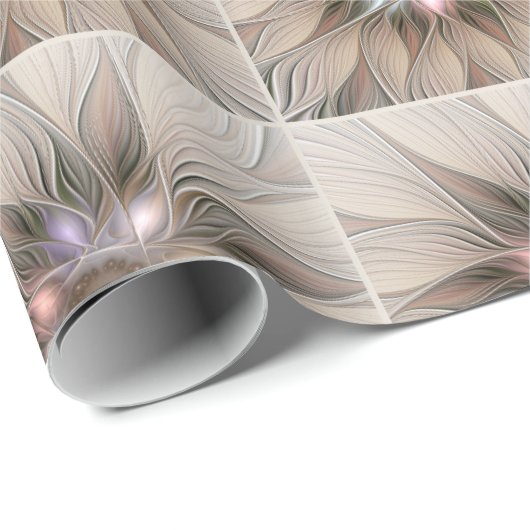 Joyful Blume Abstrakt Beige Brown Fraktal Geschenkpapier (Rolleneckpunkt)