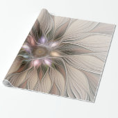 Joyful Blume Abstrakt Beige Brown Fraktal Geschenkpapier (Ungerollt)