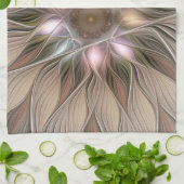 Joyful Blume Abstrakt Beige Brown Fraktal Geschirrtuch (Gefaltet)