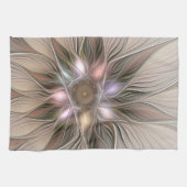 Joyful Blume Abstrakt Beige Brown Fraktal Geschirrtuch (Horizontal)