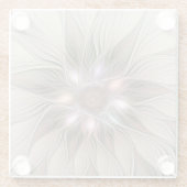 Joyful Blume Abstrakt Beige Brown Fraktal Glasuntersetzer (Rückseite)