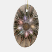 Joyful Blume Abstrakt Beige Brown Fraktal Keramik Ornament (Rechts)