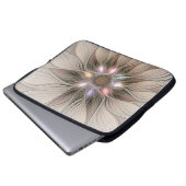 Joyful Blume Abstrakt Beige Brown Fraktal Laptopschutzhülle (Vorne Knopf)