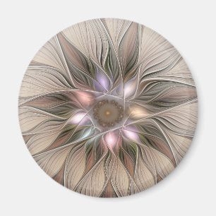 Joyful Blume Abstrakt Beige Brown Fraktal Magnet