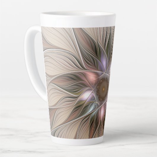 Joyful Blume Abstrakt Beige Brown Fraktal Milchtasse (Linke Ecke)