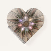 Joyful Blume Abstrakt Beige Brown Fraktal Notizblock (Vorderseite)