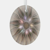 Joyful Blume Abstrakt Beige Brown Fraktal Ornament Aus Glas (Vorderseite Rechts)