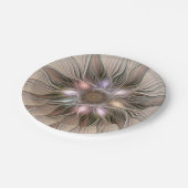 Joyful Blume Abstrakt Beige Brown Fraktal Pappteller (Schrägansicht)