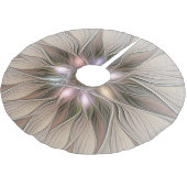 Joyful Blume Abstrakt Beige Brown Fraktal Polyester Weihnachtsbaumdecke (Schrägansicht)