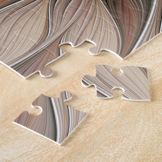 Joyful Blume Abstrakt Beige Brown Fraktal Puzzle (Seite)