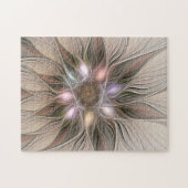 Joyful Blume Abstrakt Beige Brown Fraktal Puzzle (Horizontal)